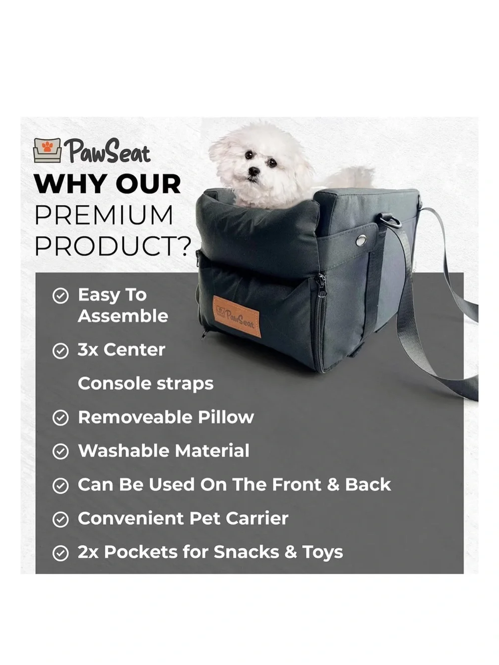 Pawseat Dog Safety Car Booster Seat & Carrier, Small, Black Color